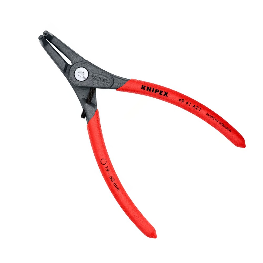 คีมถ่างแหวน Knipex 49 41 A21 คีมถ่างปากงอ 90 องศา สำหรับประกอบแหวนล็อคสลักบนแกน