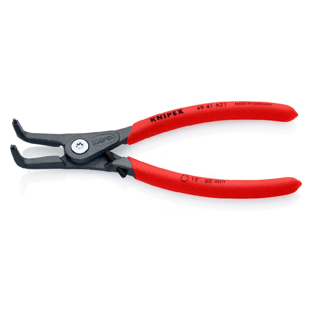คีมถ่างแหวน Knipex 49 41 A21 คีมถ่างปากงอ 90 องศา สำหรับประกอบแหวนล็อคสลักบนแกน
