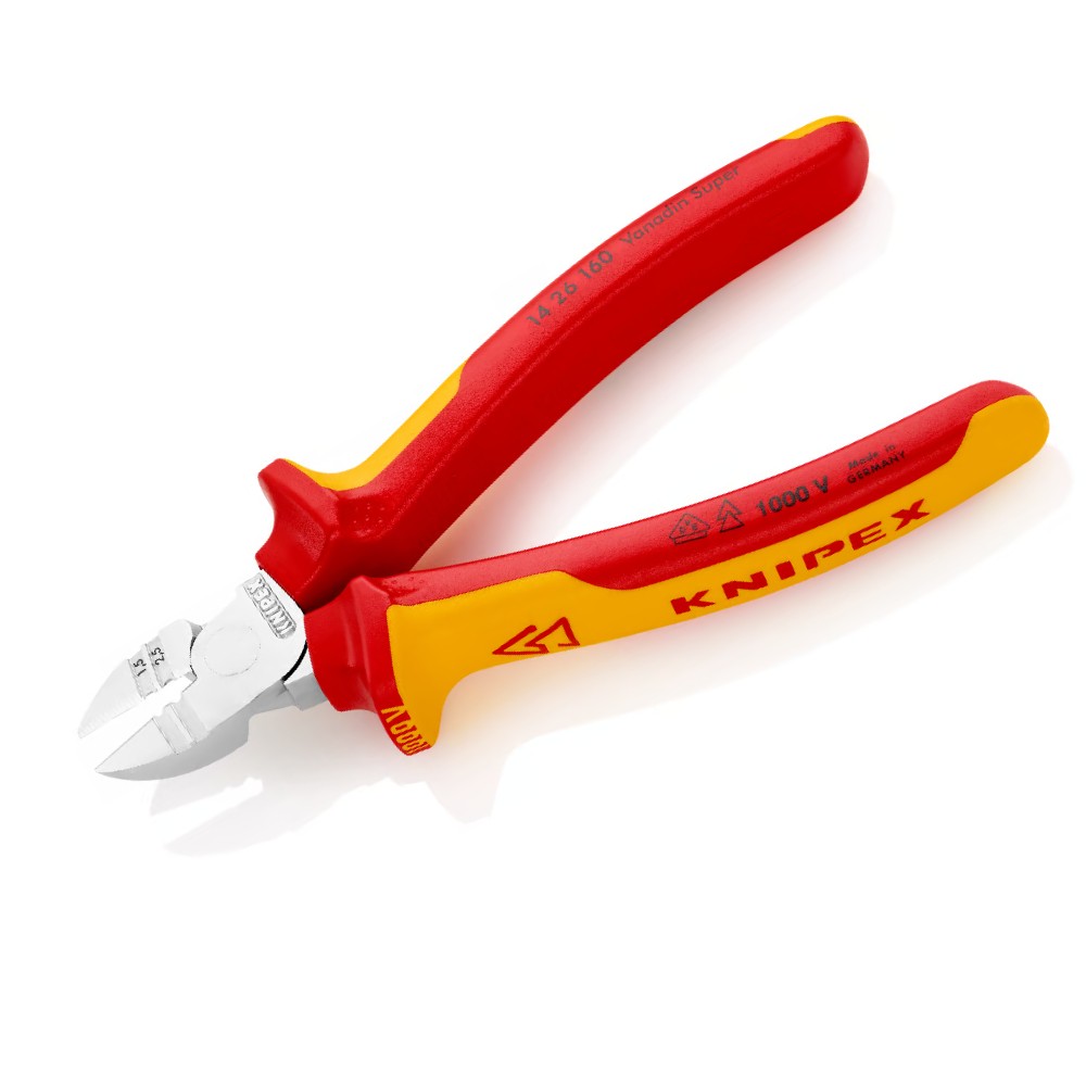 คีมตัดสายไฟ Knipex 14 26 160 SB ปอกได้ ด้าม VDE 160 mm