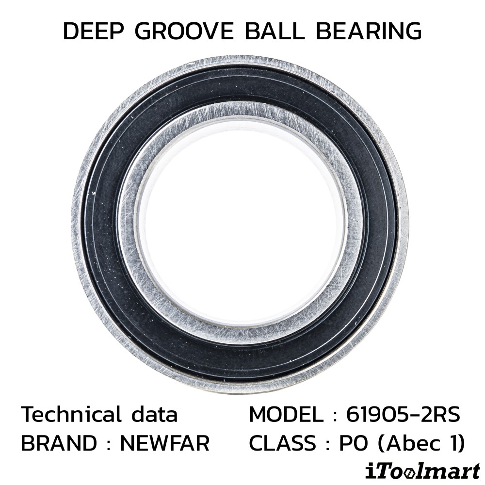 ลูกปืน Newfar 61905 2RS ฝายางปิด 2 ข้าง ความแม่นยำ P0  Abec 1 