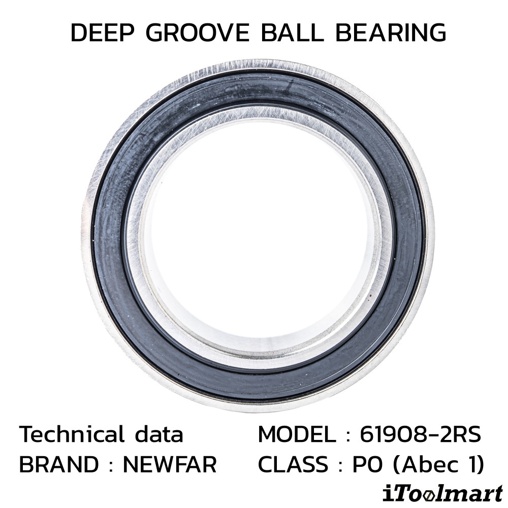 ลูกปืน Newfar 61908 2RS ฝายางปิด2 ข้าง ความแม่นยำ P0  Abec 1 
