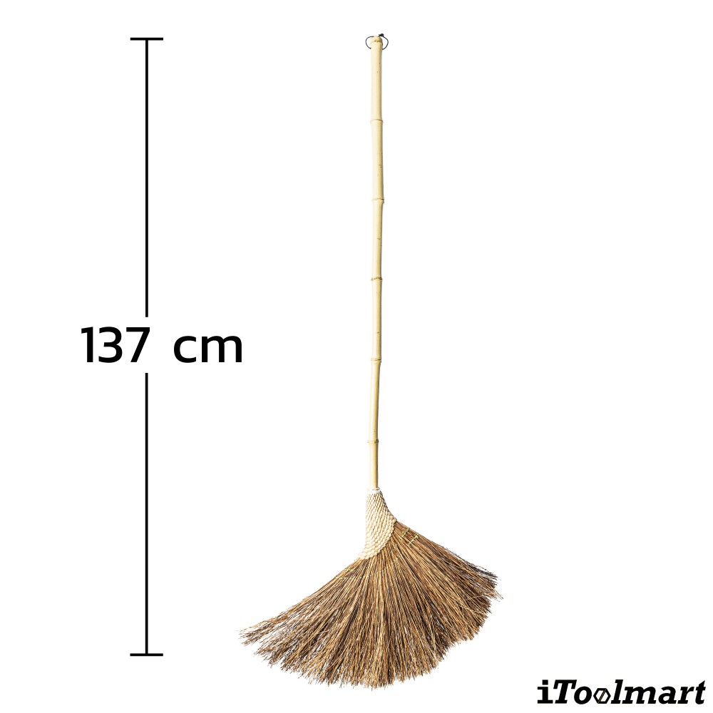 ไม้กวาดภายนอก Inaki 0502 ด้ามจับไม้ไผ่สองมือ ไม้กวาดใยตาล
