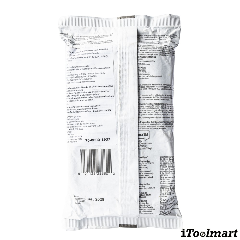 ตลับกรอง 3M 6004 ตลับกรองไอแอมโมเนียและไอเมทิลลามีน ไส้กรองคู่  2ชิ้น 