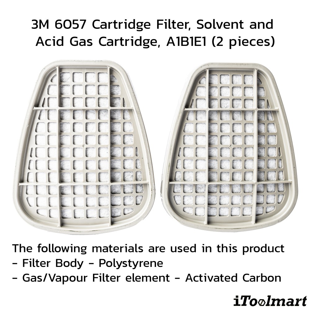 ตลับกรอง 3M 6057 ตลับกรองไอระเหยสารตัวทำละลายและกรดแก๊ส  A1B1E1  2ชิ้น 