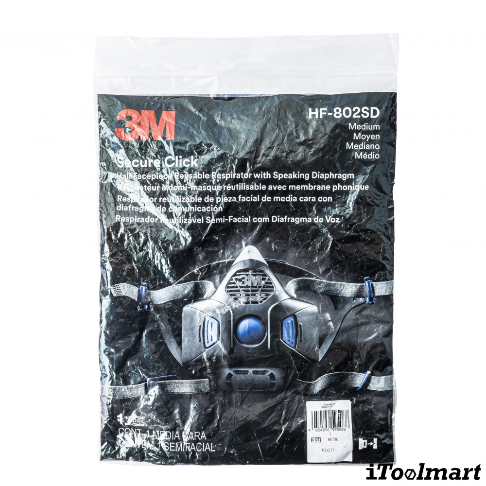 หน้ากากกันสารเคมี 3M HF 802SD หน้ากากไส้กรองคู่พร้อมลำโพงขนาดจิ๋ว ขนาดกลาง