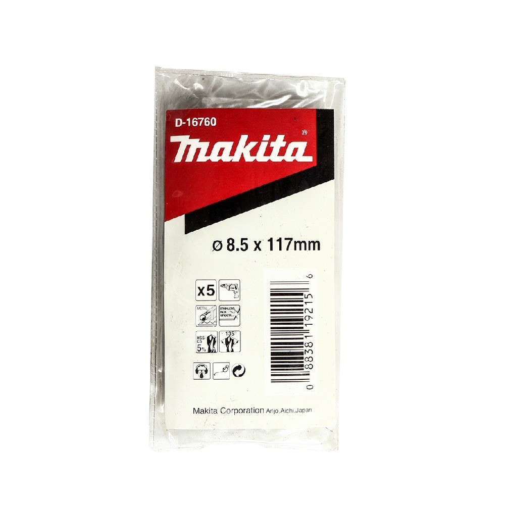 ดอกสว่านเจาะเหล็ก  MAKITA  D16760  HSSCo ขนาด 850x117mm 5 ชิ้น 