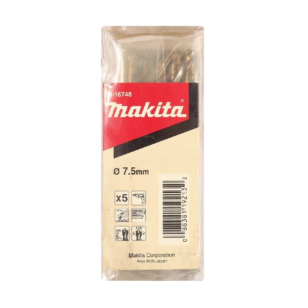 ดอกสว่านเจาะเหล็ก  MAKITA  D16748  HSSCo ขนาด 750x109mm 5 ชิ้น 
