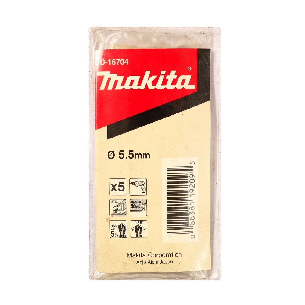 ดอกสว่านเจาะเหล็ก  MAKITA  D16704  HSSCo ขนาด 550x93mm 5 ชิ้น 