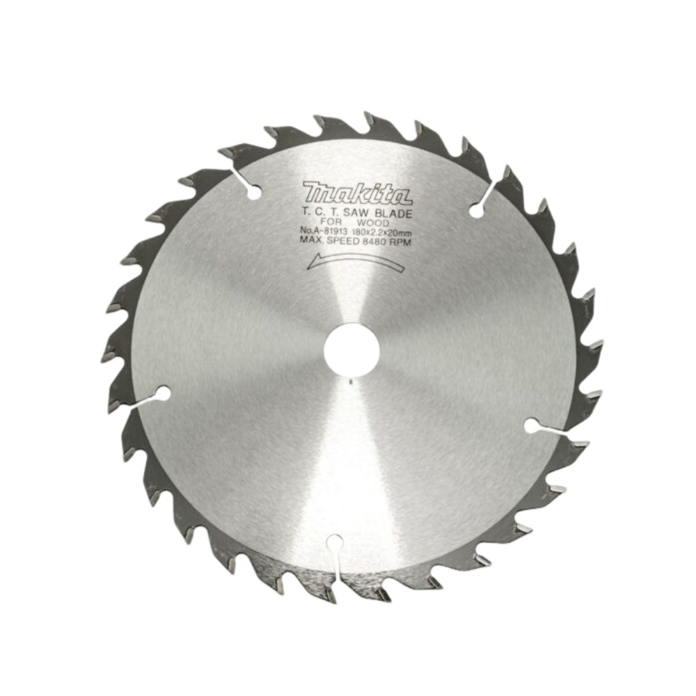 ใบเลื่อยวงเดือน MAKITA A81913 สำหรับตัดไม้  TCT ขนาด 180x20x30T 