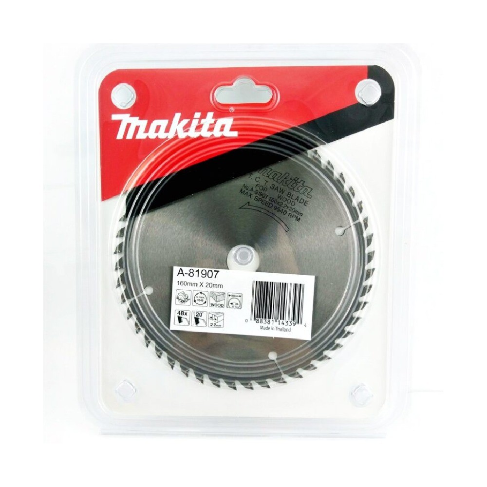 ใบเลื่อยวงเดือน MAKITA A81907 สำหรับตัดไม้  TCT ขนาด 160x20x48T 