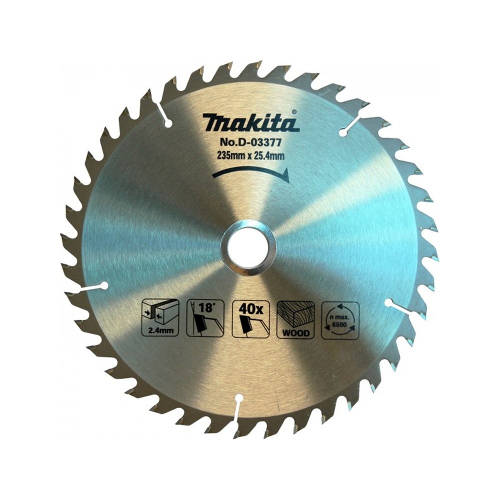 ใบเลื่อยวงเดือน MAKITA  D03377 สำหรับตัดไม้  TCT ขนาด 234×254x40T 