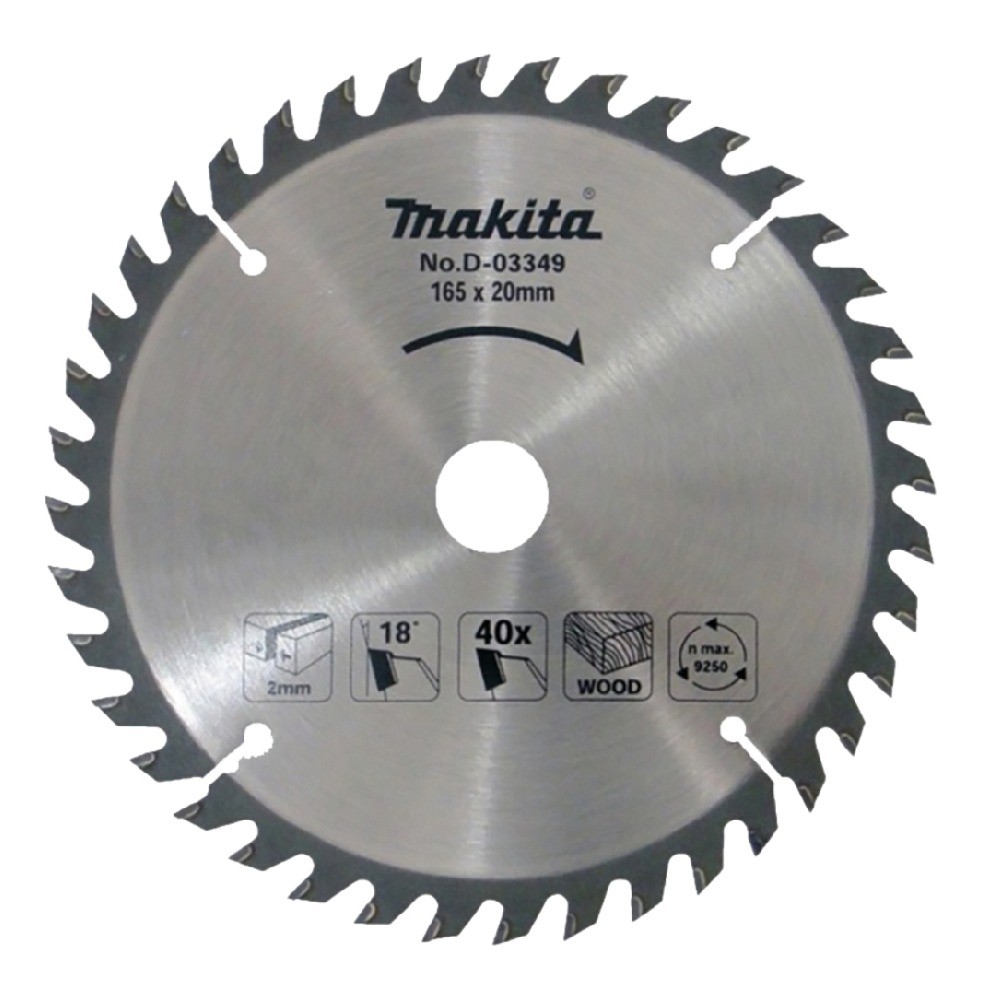 ใบเลื่อยวงเดือน MAKITA  D03349 สำหรับตัดไม้  TCT ขนาด 165x20x40T 
