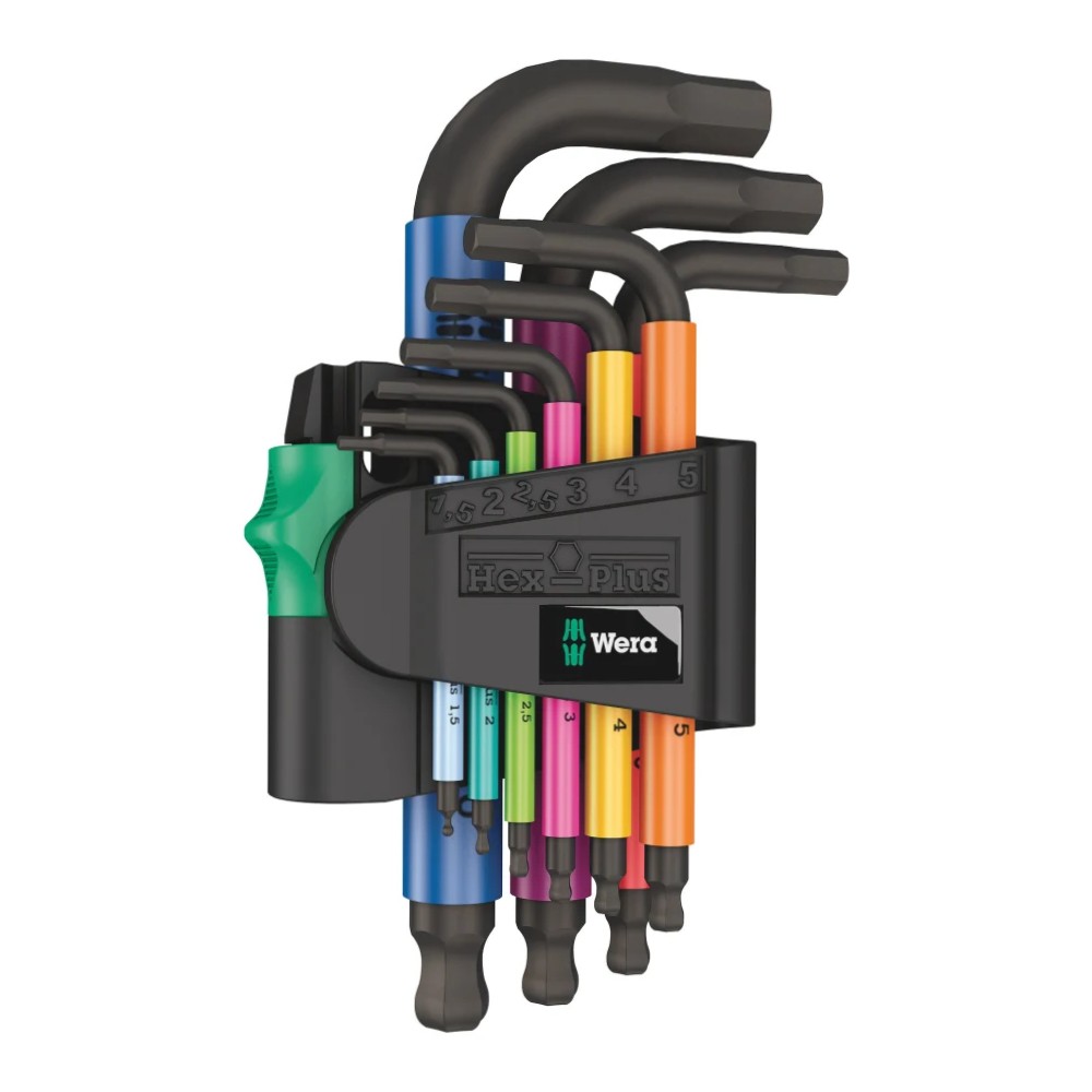 ประแจหกเหลี่ยมหัวบอล Wera 950 9 Hex Plus Multicolour 2 L key set  metric  BlackLaser 05133164001