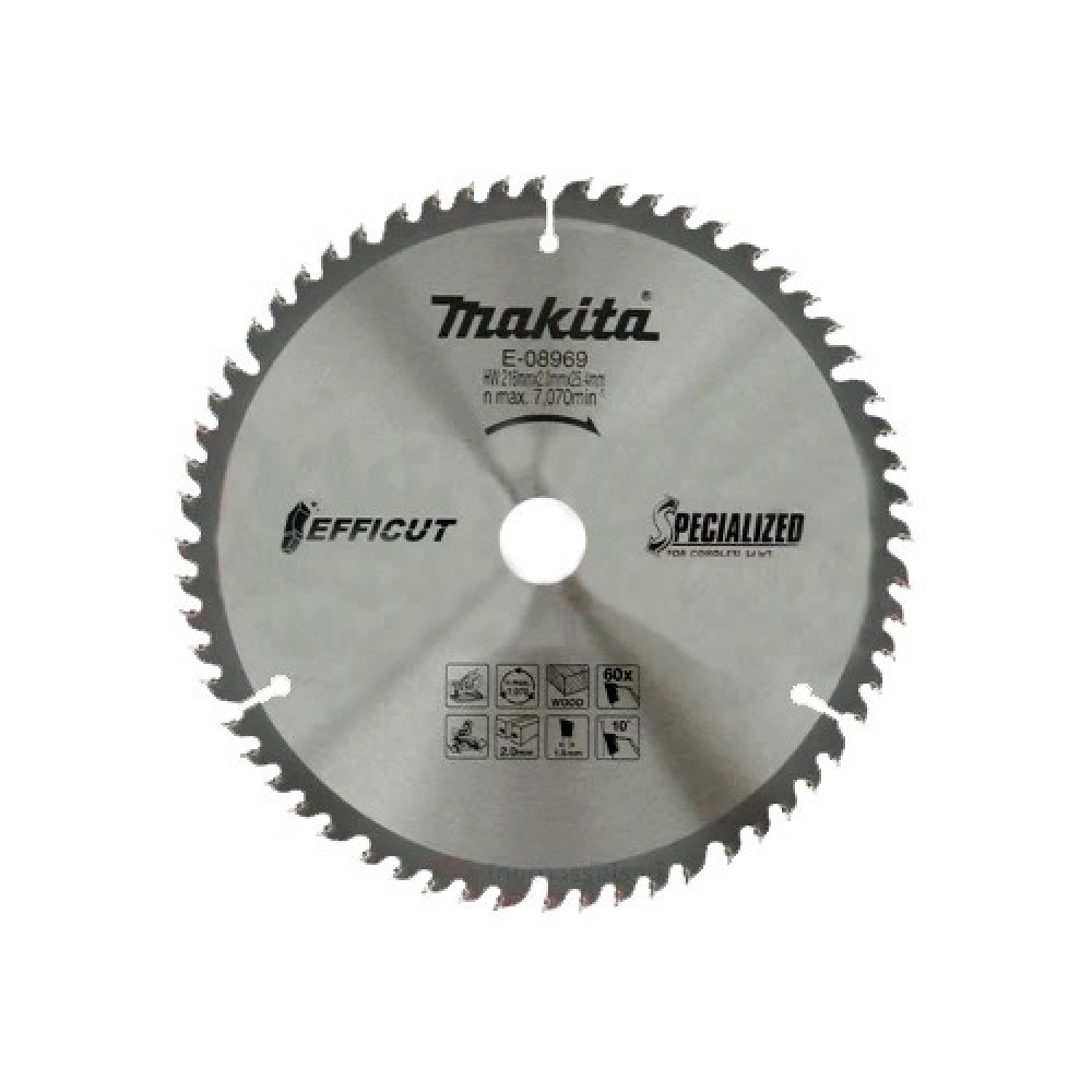 ใบเลื่อย MAKITA E08969 สำหรับตัดไม้ Efficut ขนาด 216x20x60T 