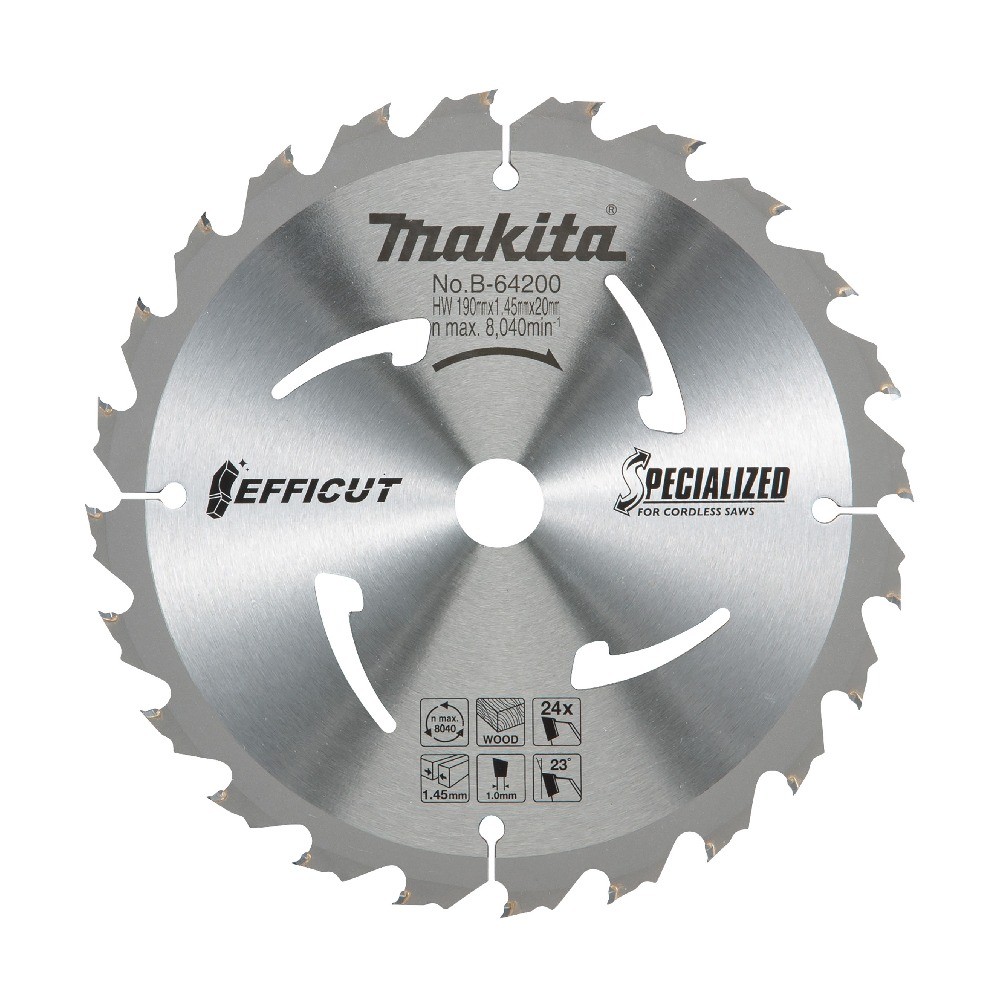 ใบเลื่อย MAKITA  B64200 สำหรับตัดไม้  Efficut ขนาด 190x20x24T 