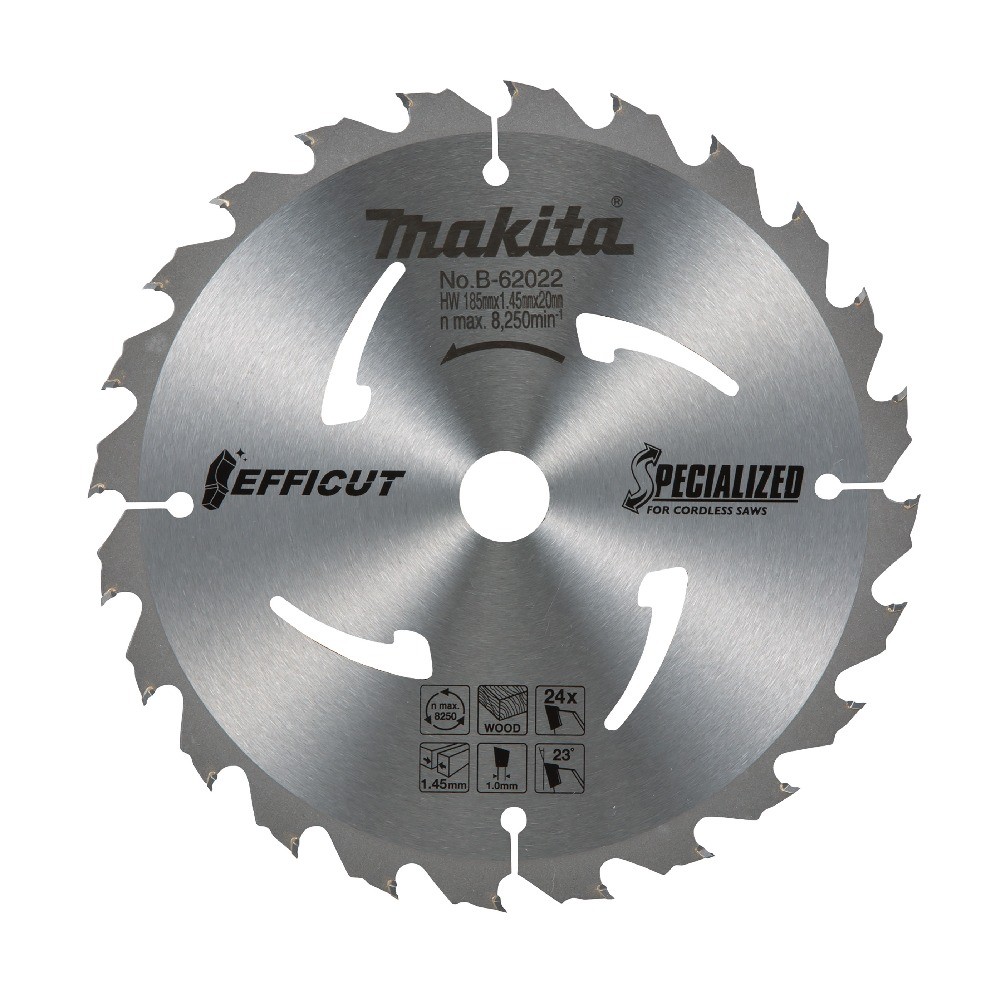 ใบเลื่อย MAKITA  B62022 สำหรับตัดไม้  Efficut ขนาด 185x20x24T 