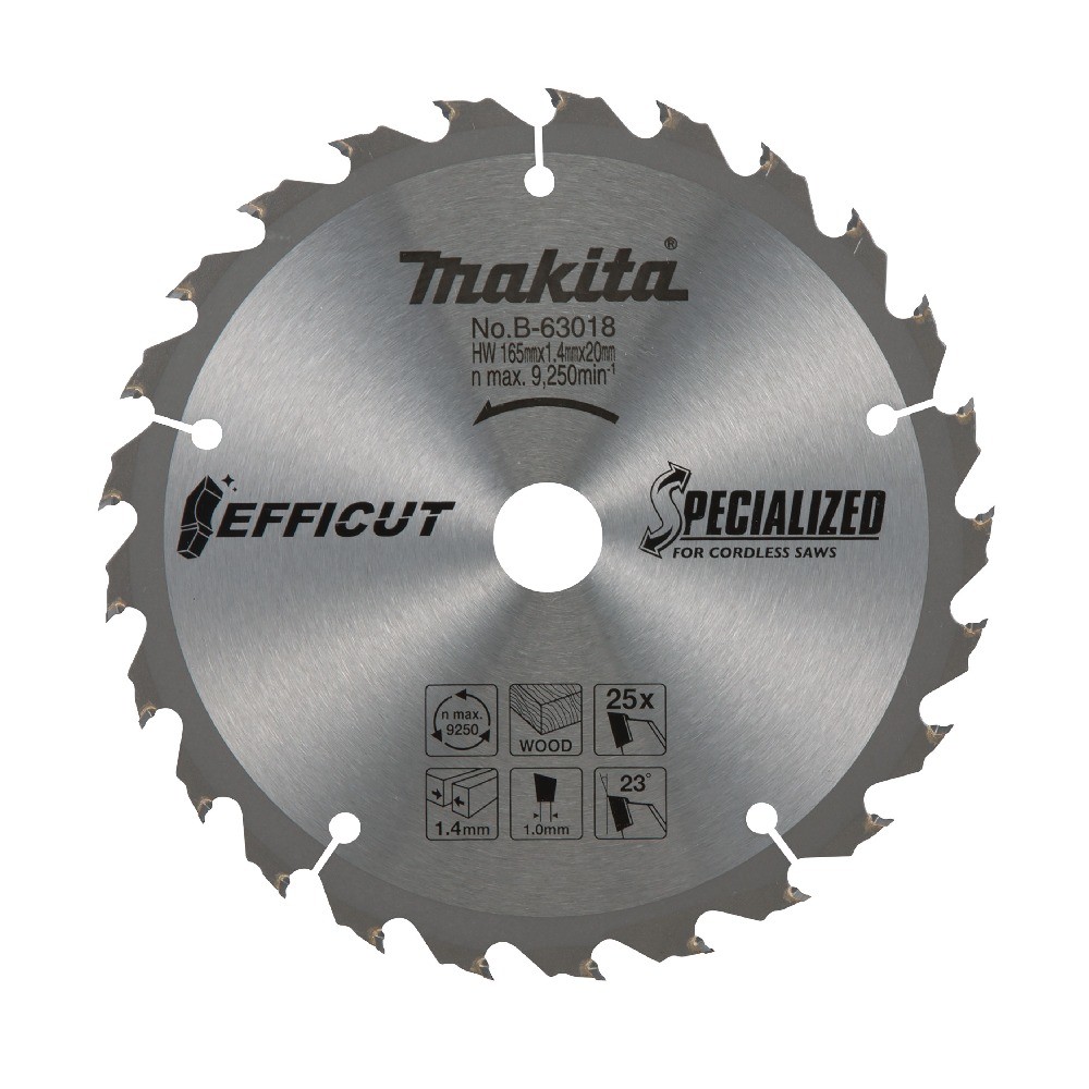 ใบเลื่อย MAKITA B63018 สำหรับตัดไม้  Efficut ขนาด 165x20x25T 