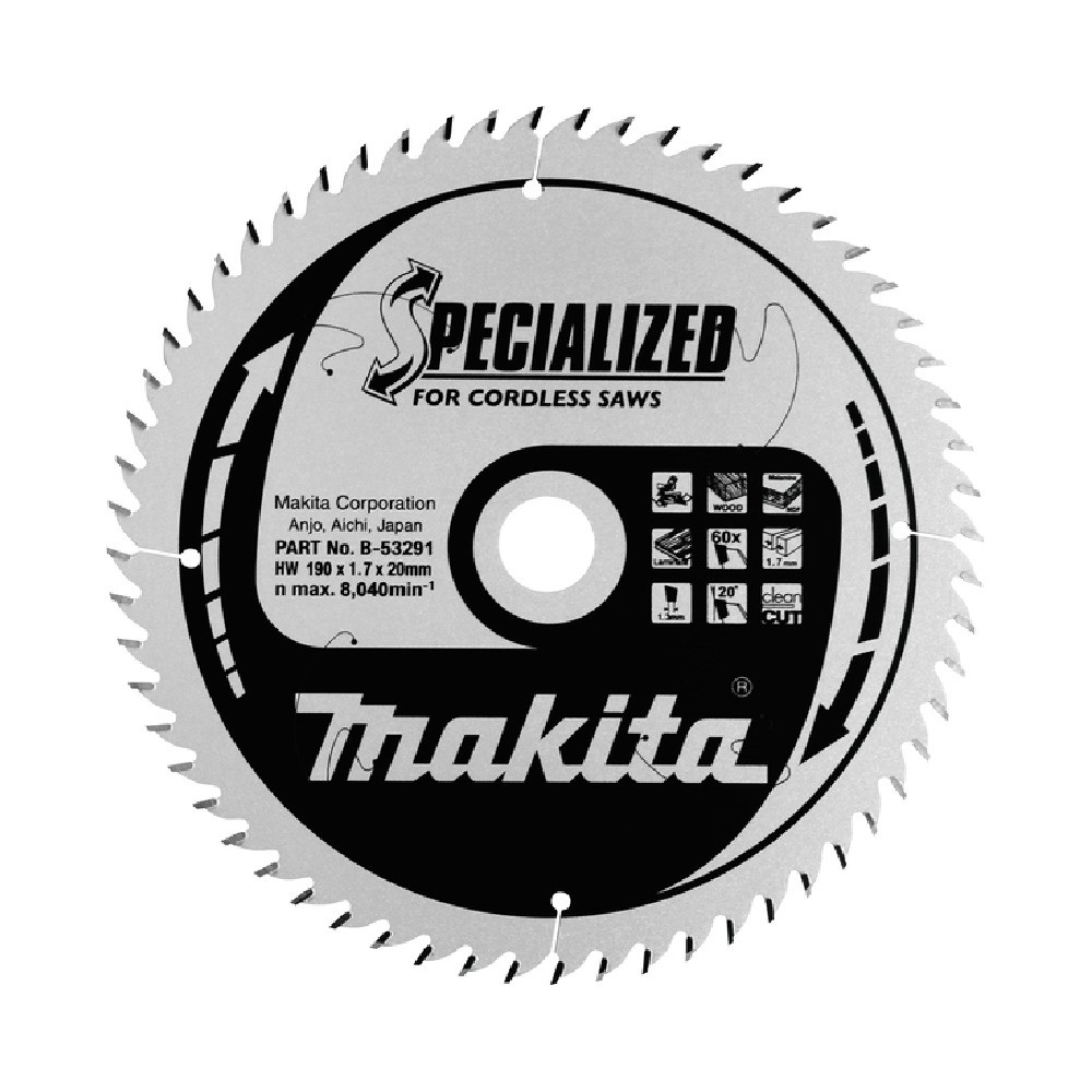 ใบเลื่อยรถ่นพิเศษ  MAKITA B53291 มีดเล็บคมพิเศษ ขนาด 190x20x60T 