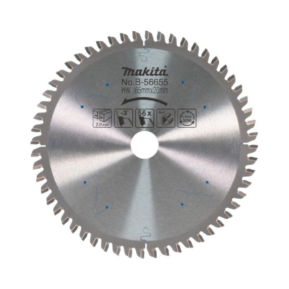 ใบเลื่อยรุ่นพิเศษ  MAKITA  B56655 สำหรับตัดอลูมิเนียม ขนาด 165x20x56T 