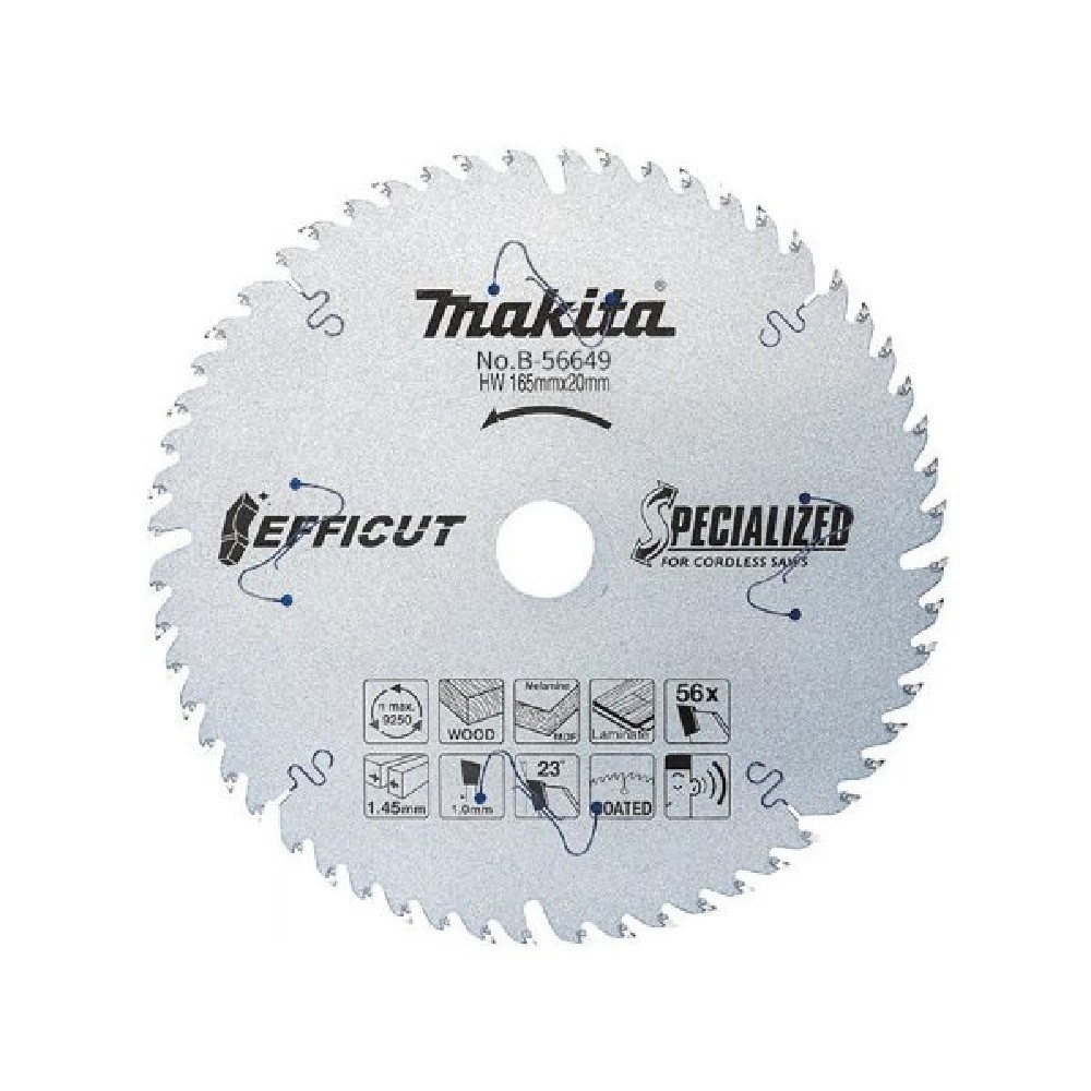 ใบเลื่อยรุ่นพิเศษ  MAKITA B56649 สำหรับตัดไม้ ขนาด 165x20x28T