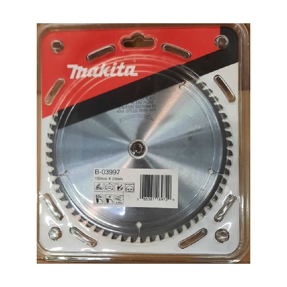 ใบเลื่อยว MAKITA B03997 สำหรับตัดอลูมิเนียม ขนาด 190x20x60T 