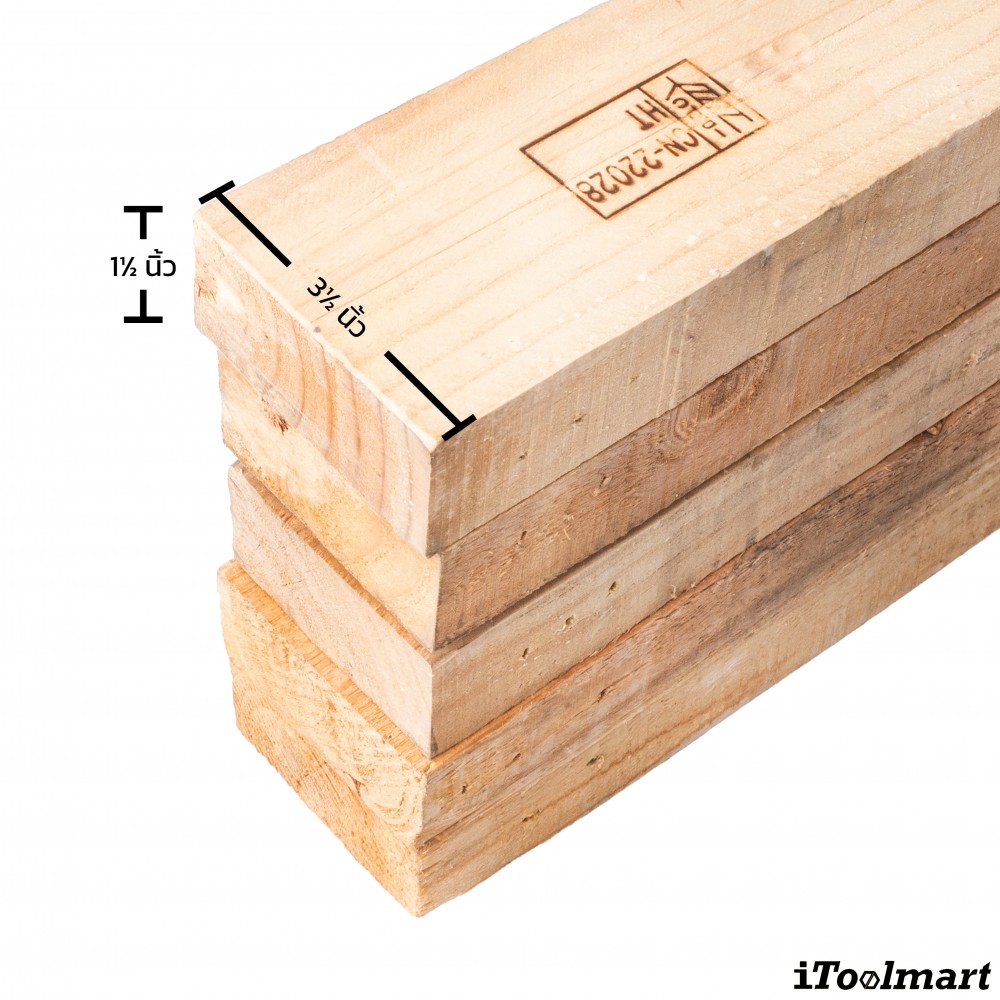 ไม้สนพาเลท BASIC INDUSTRIAL ขนาด 1 1 2 x 3 1 2 นิ้ว ยาว 100 ซม   จำนวน 5 ท่อน 