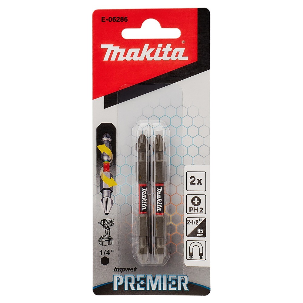 ดอกไขควง MAKITA  E06286  2 ด้าน Impact Premier Torsion ขนาด PH2x65mm MZ