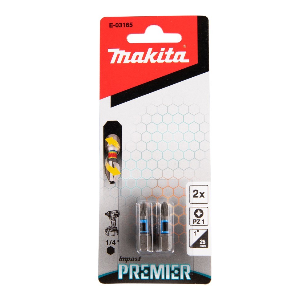 ดอกไขควง MAKITA  E03165  CForm Impact Premier Torsion ขนาด PZ1 x 25mm 2 ชิ้น 