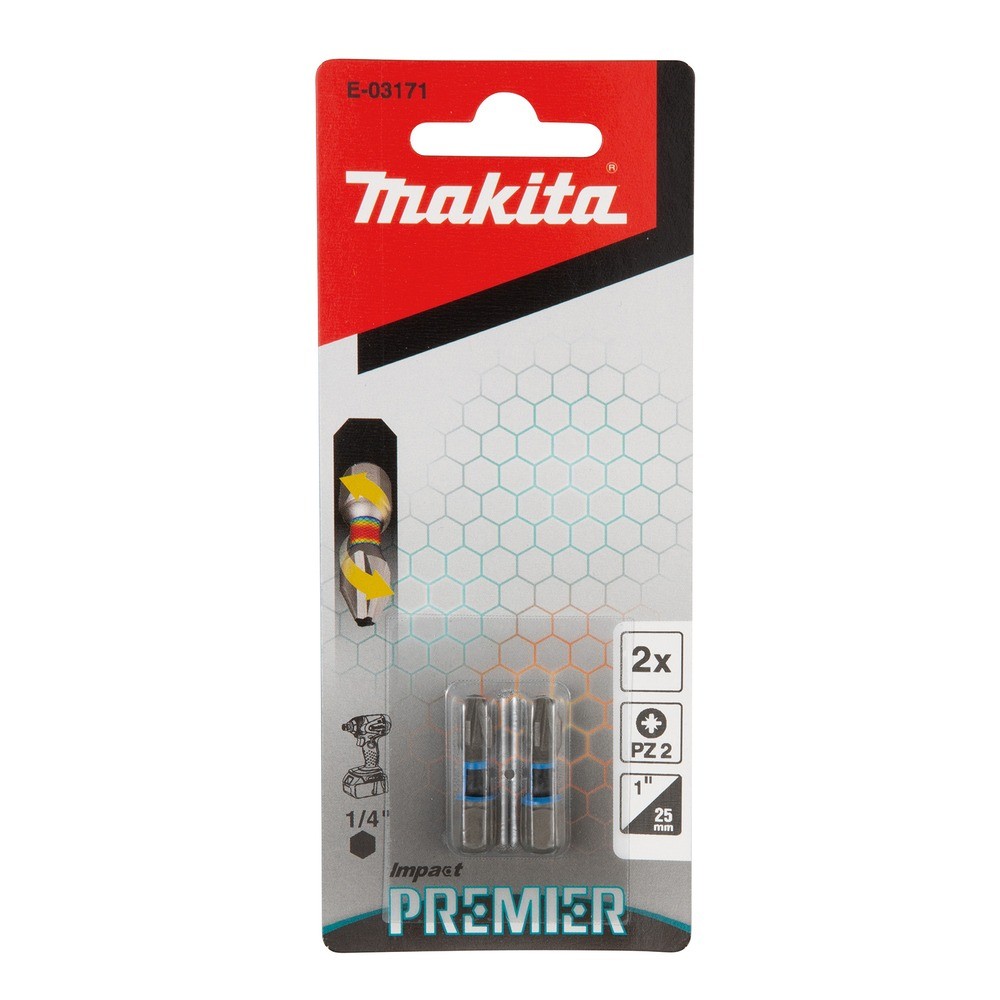 ดอกไขควง MAKITA  E03171  CForm Impact Premier Torsion ขนาด PZ2 x 25mm 2 ชิ้น 