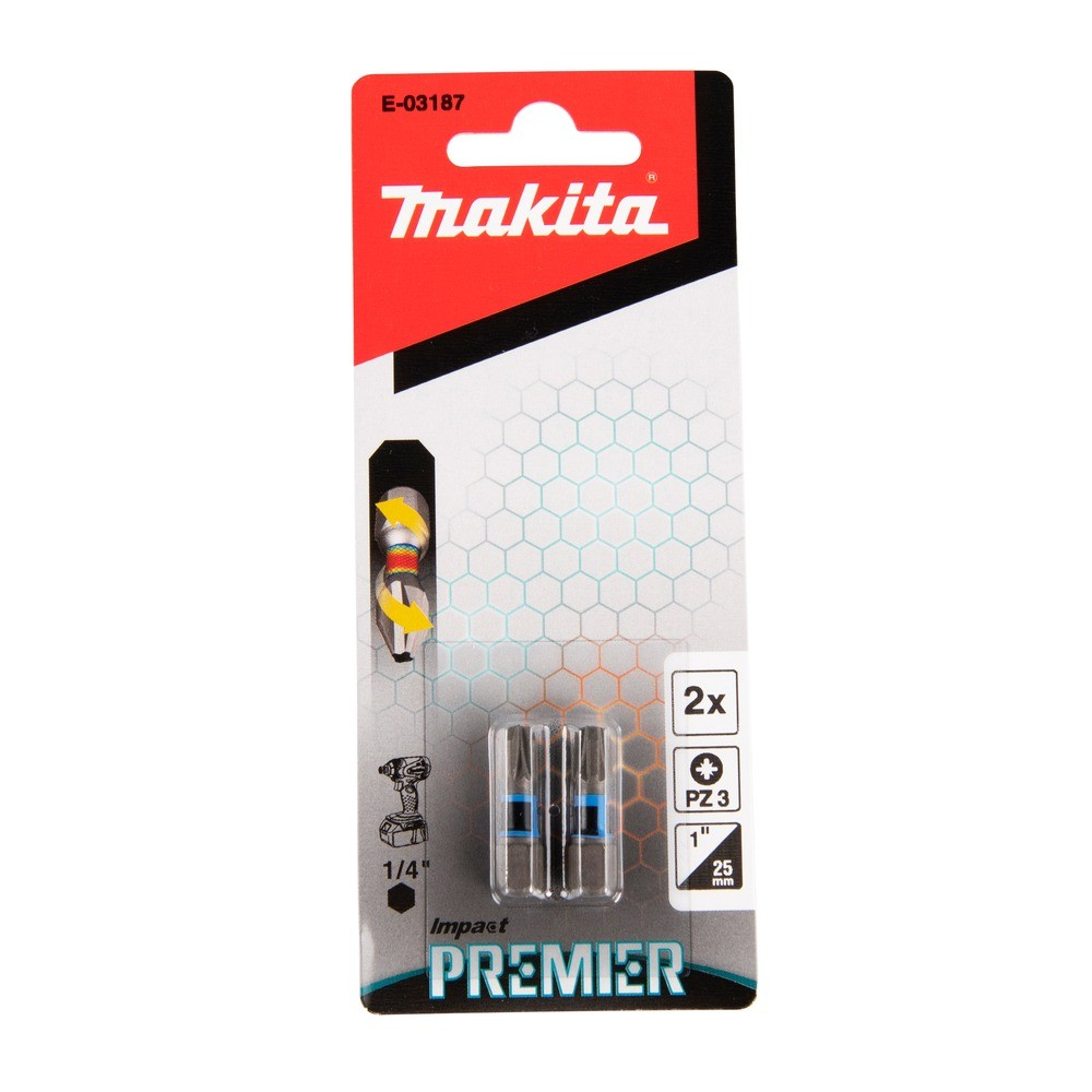 ดอกไขควง MAKITA  E 03187  C Form Impact Premier Torsion ขนาด PZ3 x 25mm  2 ชิ้น  