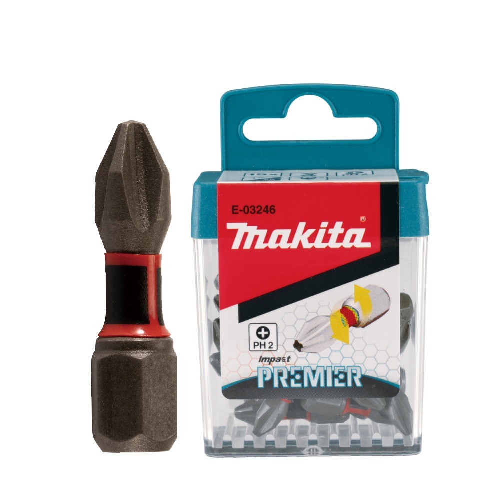 ดอกไขควง MAKITA  E03246  CForm Impact Premier Torsion ขนาด PH2 x 25mm ชุดกล่อง15ดอก