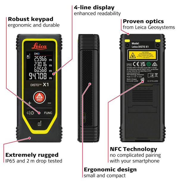 เครื่องวัดระยะเลเซอร์ Leica DISTO X1 Laser Distance Meter