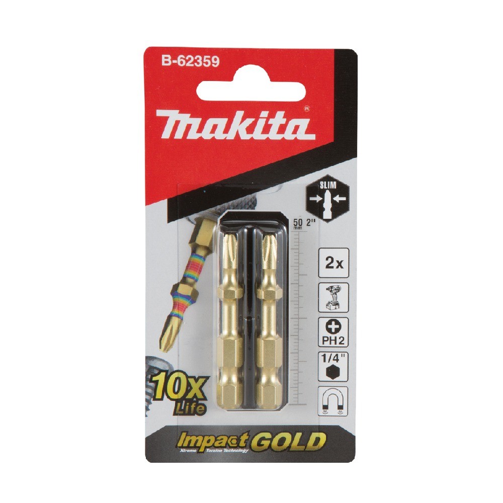 ดอกไขควง MAKITA B62359  EForm Impact Gold Torsion ขนาด PH2x50 mm Slim MZ