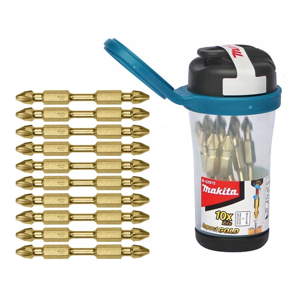ดอกไขควง 2 ด้าน MAKITA B52912 ชุด 10  Impact Gold Torsion ขนาด PH2x65mm MZ