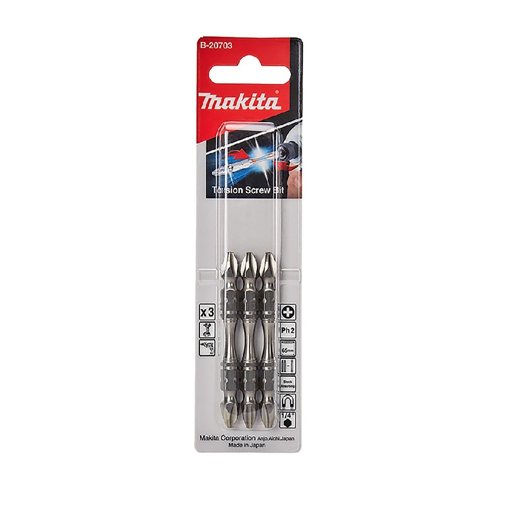 ดอกไขควง MAKITA B20703  2 ด้าน Silver Torsion ขนาด PH2x65mm MZ