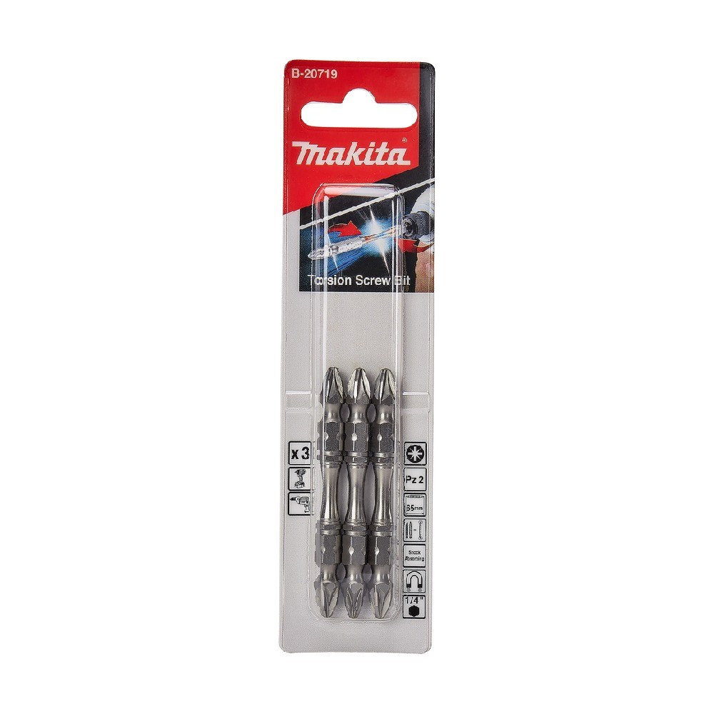 ดอกไขควง MAKITA B20719  2 ด้าน Silver Torsion ขนาด PZ2x65mm MZ