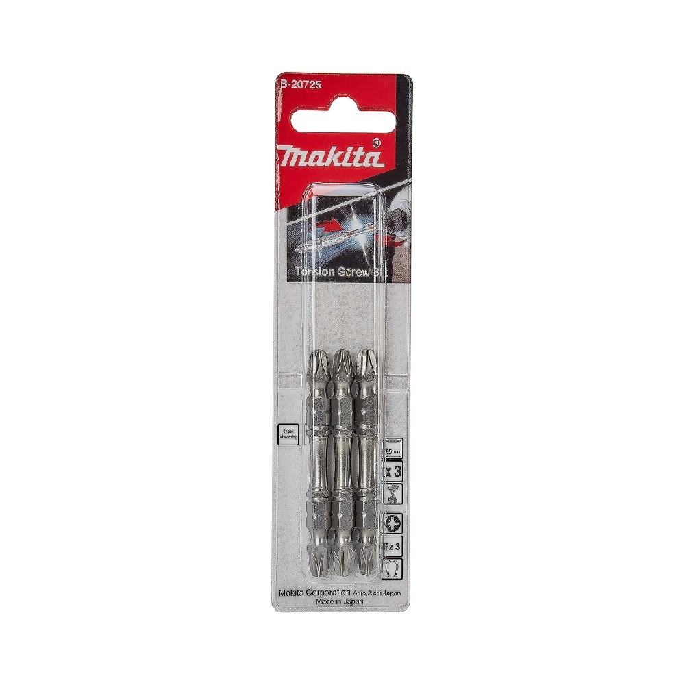 ดอกไขควง MAKITA B20725  2 ด้าน Silver Torsion ขนาด PZ3x65mm MZ