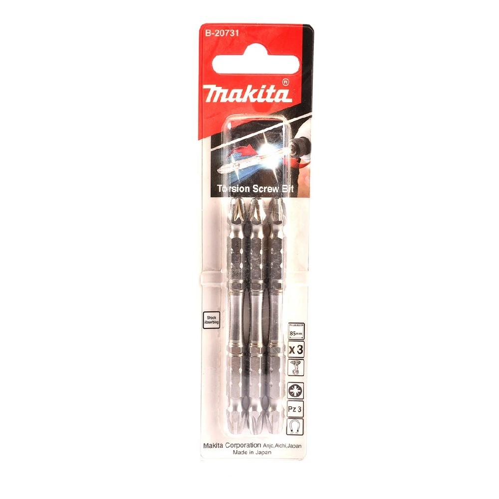 ดอกไขควง MAKITA B20731 2 ด้าน Silver Torsion ขนาด PZ3x85mm MZ