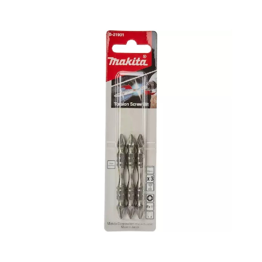 ดอกไขควง MAKITA B21901  2 ด้าน Silver Torsion ขนาด PZ1x65mm MZ