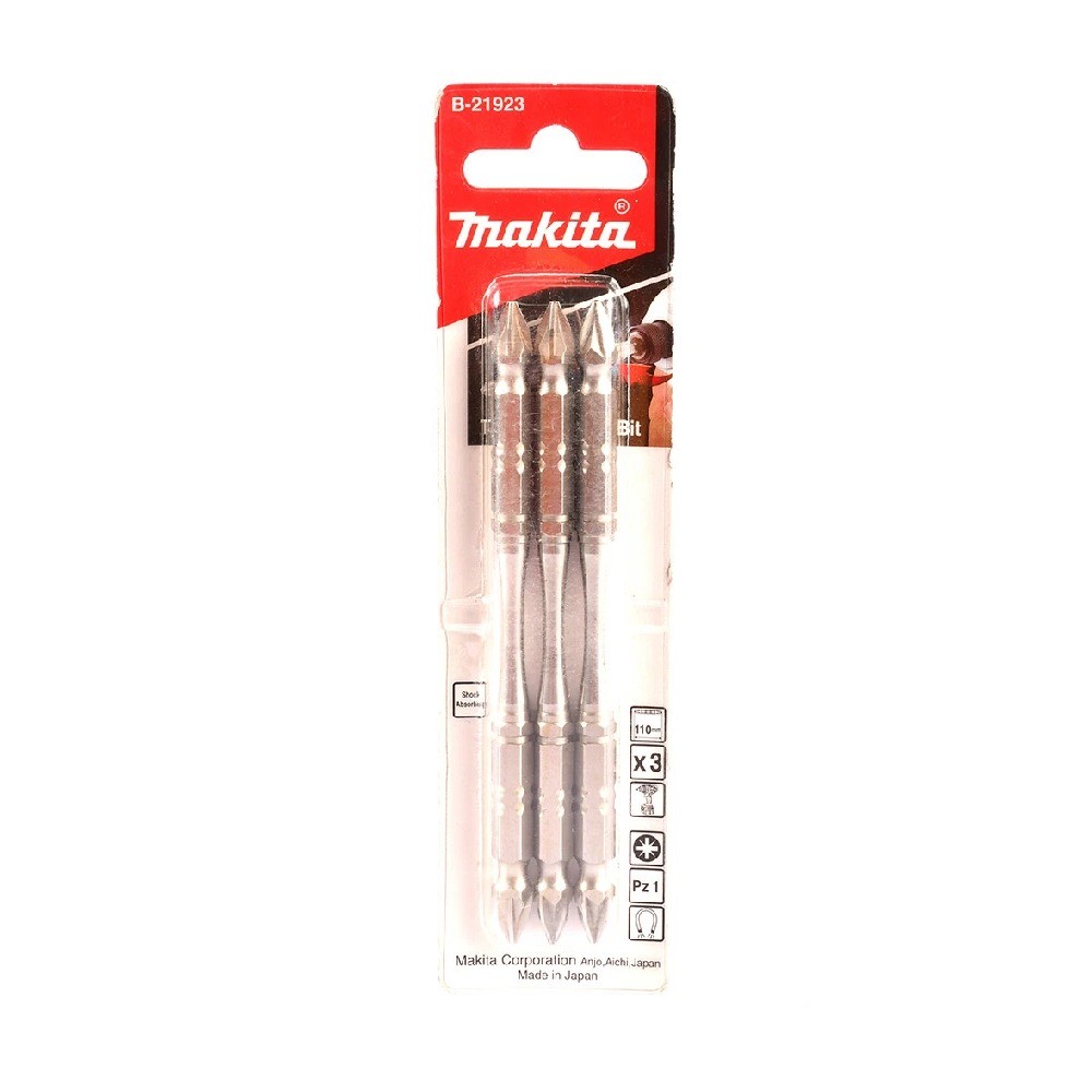 ดอกไขควง MAKITA B21923  2 ด้าน Silver Torsion ขนาด PZ1x110mm MZ