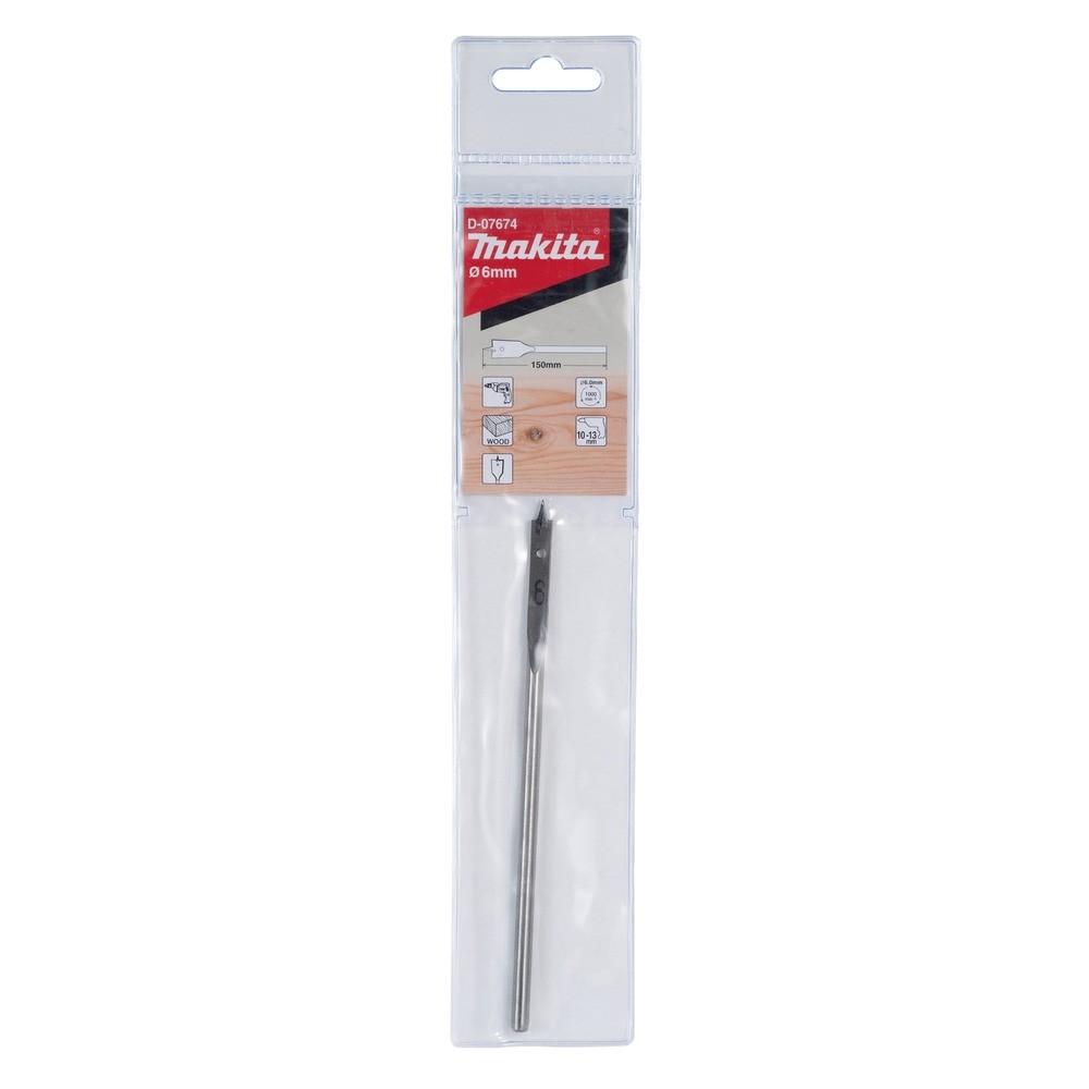 ดอกสว่านเจาะไม้ใบพาย  MAKITA D07674 ก้านกลม ขนาด 6x150mm 