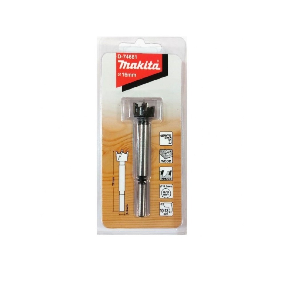 ดอกเจาะบานพับถ้วย MAKITA  D74681 ใส่บานพับ TCT 16x77mm