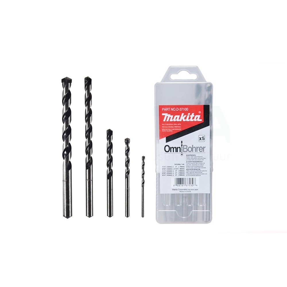 ชุดดอกสว่าน MAKITA  D37100 เจาะก้านกลมเอนกประสงค์ 5 ดอกชุด 18″38″