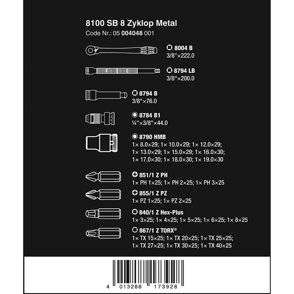 ชุดประแจ Wera Wera 8100 SB 8 Zyklop Metal Ratchet Set