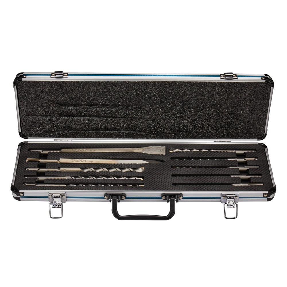 ชุดดอกสว่าน MAKITA D70904  SDS 2Plus 10 ดอกกล่องอลูมิเนียม MAKITA น้ำเงิน