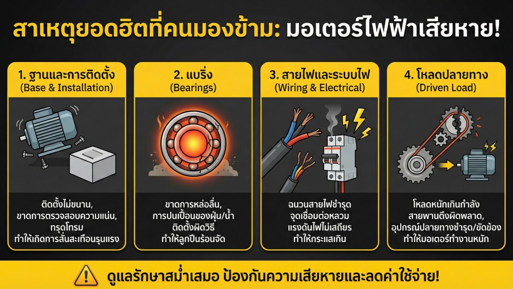 มอเตอร์ไฟฟ้า เสียงดัง สั่น แรง แต่ยังใช้งานได้ ควรฝืนใช้ต่อไหม