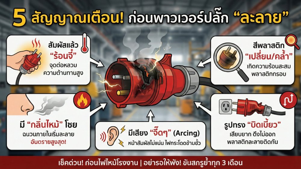 5 สัญญาณเตือน ก่อน พาวเวอร์ปลั๊ก จะละลาย เช็คด่วนก่อนไลน์ผลิตหยุดชะงัก