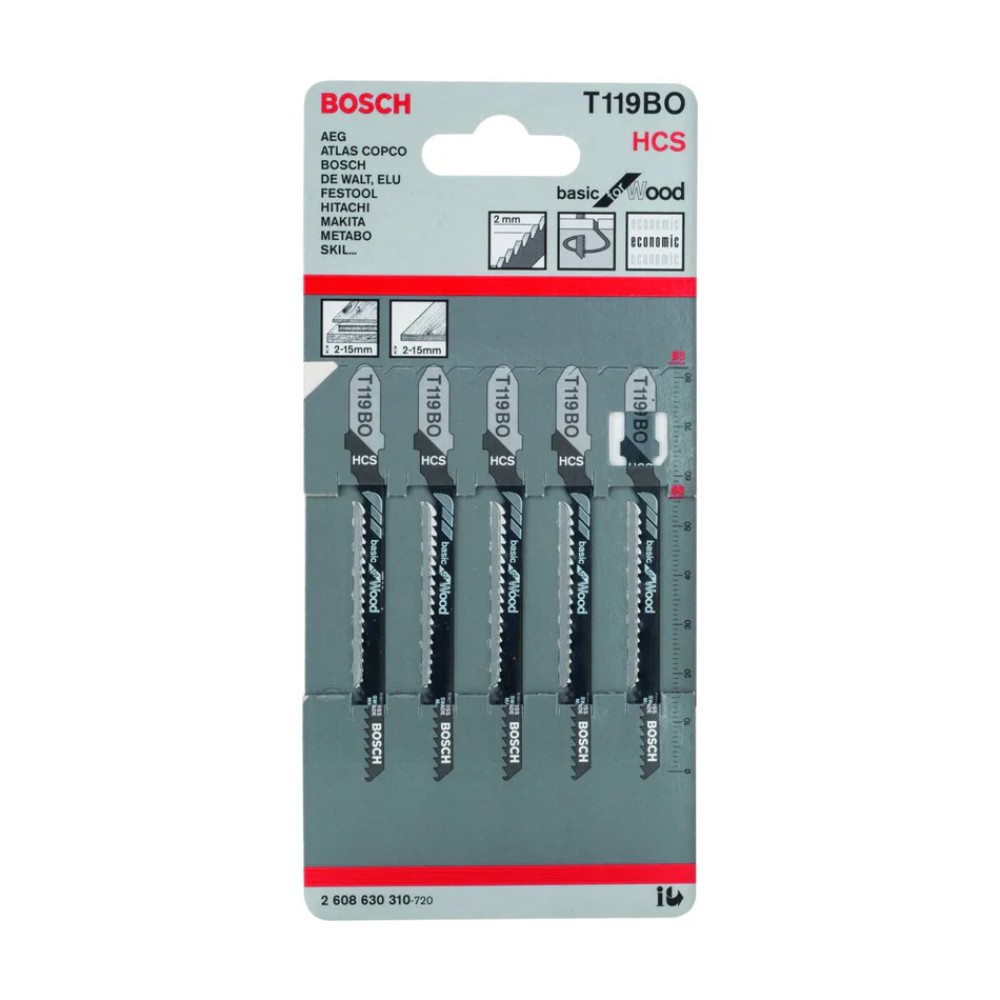 ใบเลื่อยจิ๊กซอว์ BOSCH 2 608 630 310 T 119BO สำหรับตัดไม้  แพ็คละ 5 ใบ 