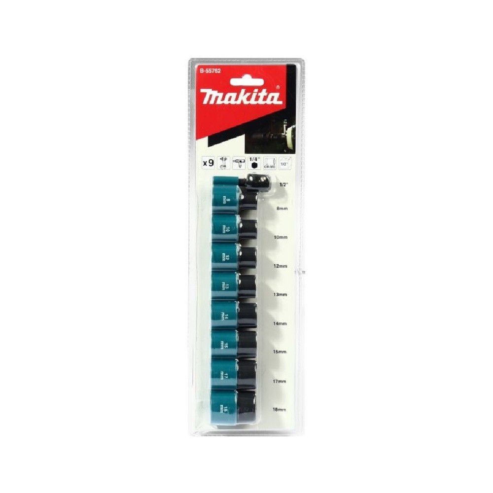 ชุดลูกบล็อก  MAKITA B 55762 พร้อม Adapter 9 ชิ้น NZ