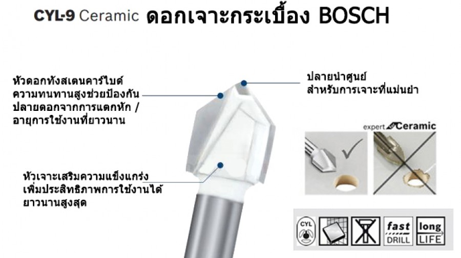 Bosch Ceramic Tile Drill Bit 5.5 x 70mm (2608587160)